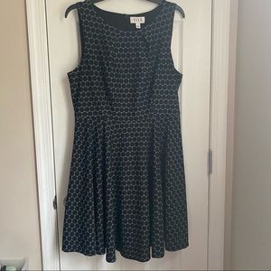 Elle A-line Dress - large - black with geometric pattern